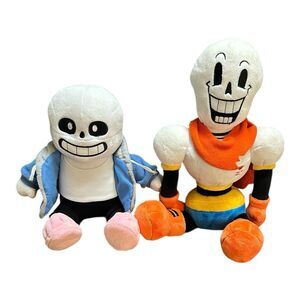 Fangamer Undertale Sans and Papyrus Plush Set Of 2-2016  Sitting 8.5” 10.5”